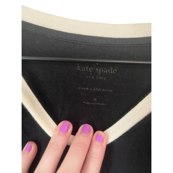 Kate Spade New York Eat Cake for Breakfast Black Sleep Shirt Size Medium - Picture 2 of 5
